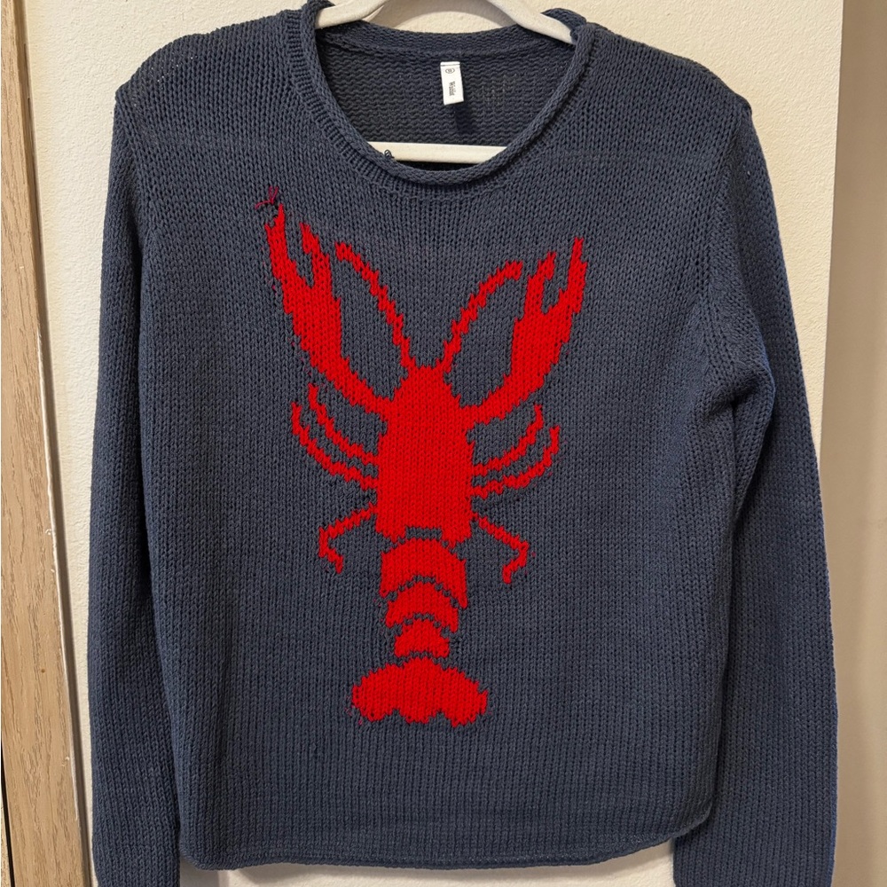 Wilfred Navy Sweater with Red Accent
